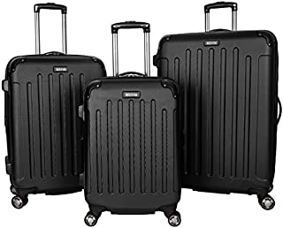 Kenneth Cole Reaction Renegade 3-Piece Luggage Lightweight Hardside Expandable 8-Wheel Spinner Travel Suitcase Set, Black, (20