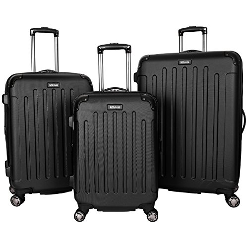 Kenneth Cole Reaction Renegade 3-Piece Luggage Lightweight Hardside Expandable 8-Wheel Spinner Travel Suitcase Set, Black, (20