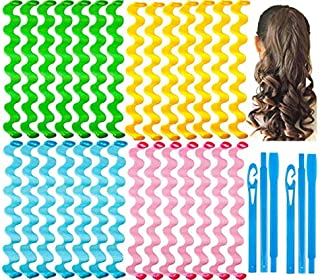 28 Pieces Hair Curlers Styling Kit,No Heat Hair Curls Hair Curlers Magic Hair Rollers Heatless Wave Styles with 2 Pieces Styling Hooks for Extra Long Hair Most Kinds of Hairstyles (45cm/17.7))