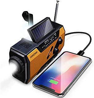 FosPower Emergency Solar Hand Crank Portable Radio, NOAA Weather Radio for Household and Outdoor Emergency with AM/FM, LED Flashlight, Reading Lamp, 2000mAh Power Bank USB Charger and SOS Alarm