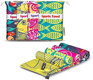 4Monster Microfiber Beach Towel for Travel - Quick Dry Super Absorbent Lightweight Towel for Swimmers, Sand Free Towel, Beach Towels for Kids & Adults, Pool, Swim, Water Sports