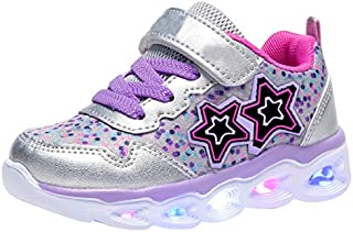 COODO Toddler Kid Girls Sneakers Flashing Glitter Shoes (6 M US Toddler, Grey)