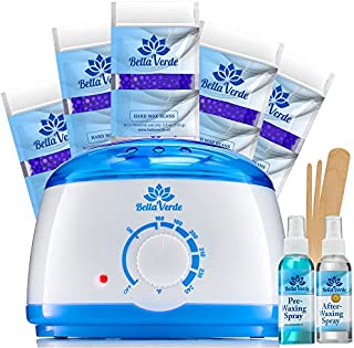 New Waxing Kit - Home Wax Warmer - Post and Pre Wax Treatment Spray - 5 Packs of Depilatory Wax - Hot Hard Scented Wax Warmers Electric Kit for Men - Women - Brazilian Eyebrow Body Waxing Kits - Prime