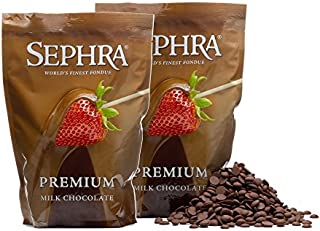 Sephra Premium Milk Fondue Chocolate for Chocolate Fountain, Kosher Dairy, Gluten and Trans Fat Free Dipping Chocolate, Chocolate Fountain Milk Chocolate Fondue, Best Baking Chocolate Chips, 4 LBS