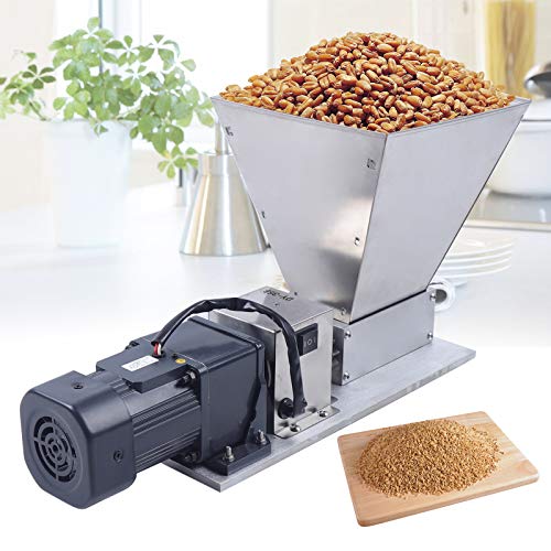 Electric Grain Mill Barley Grinder Malt Crusher Roller Grain Mill Grain Grinder Home Brew Mill Food Grade Stainless Steel Cereal Beans Mill+4x Hopper Dy-368 110V 40W (US STOCK)