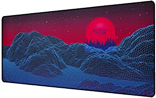 Tilted Nation Extended Gaming Mouse Pad Large - Mice and Keyboard Mat with Non-Slip Game Mousepad Base - Easy to Clean, Water Resistant Desk Pads for Mac PC Gamers (Synth Galaxy Style)