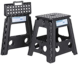 Prasacco 2 Pack Folding Step Stool for Adults, 15 Inch 39.2CM, Foldable Step Stool Holds Up to 330 lbs Each, Portable lightweight with Handle, Anti-Skid, Great for Kitchen, Bathroom, Garden