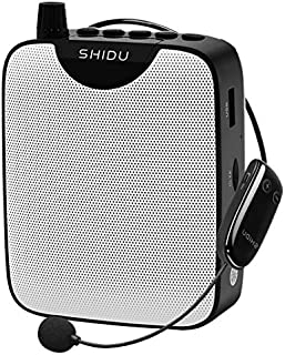 Voice Amplifier, SHIDU Wireless Voice Amplifier 10W Rechargeable Portable PA System Speaker with UHF Wireless Microphone Headset Support MP3 Play for Teachers, Yoga, Tour Guides, Outdoor Trainers