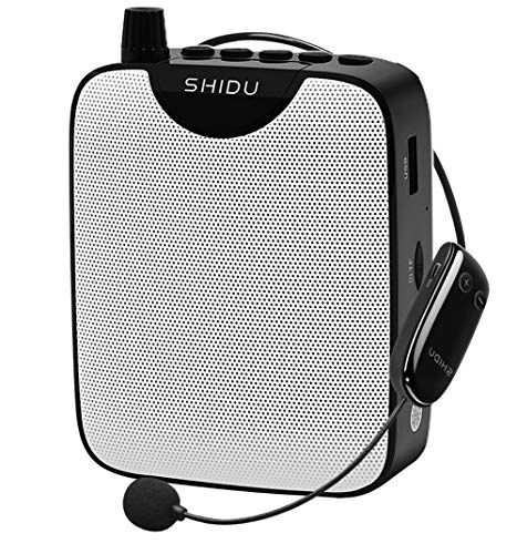 Voice Amplifier, SHIDU Wireless Voice Amplifier 10W Rechargeable Portable PA System Speaker with UHF Wireless Microphone Headset Support MP3 Play for Teachers, Yoga, Tour Guides, Outdoor Trainers