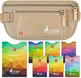 Travel Money Belt for Women or Men hidden passport and money Came With RFID Blocking Sleeves Set for Daily Use