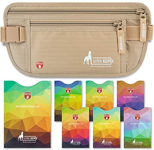 Travel Money Belt for Women or Men hidden passport and money Came With RFID Blocking Sleeves Set for Daily Use