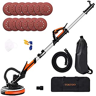 Drywall Sander, TOKTOO 800W Electric Drywall Sander with Vacuum Attachment, 13 Sanding Discs, LED and 6 Variable Speed, Extendable Handle and Carrying Bag