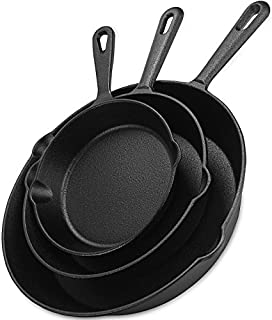 Utopia Kitchen Pre-Seasoned Cast Iron Skillet Set 3-Piece - 6 Inch, 8 Inch and 10 Inch