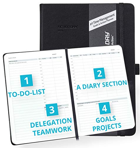 2020-2021 Weekly/Monthly Planner by Action Day - ALL-in-ONE LAYOUT DESIGN, To Do Lists, Goals, Projects, Dated Diary/Calendar, Time Management - Makes It Easy for You to Get Things Done, 6x8, Black