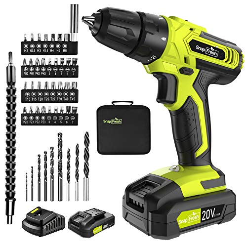 Cordless Drill - 20V Cordless Drill with Battery & Charger, Impact Drill Set for Home, Power Drill Driver with Infinitely Variable Speed Control, Electric Drill Combo Kit (Battery & Charger Included)