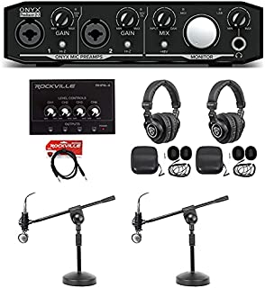 Mackie Podcast Podcasting Bundle w/ Interface+(2) Mics+(2) Headphones+Amp+Stands