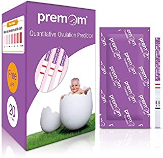 Premom Quantitative Ovulation Test Strips, Ovulation Predictor Kit with Smart Digital Ovulation Reader APP, Numerical Ovulation Tests, 20 LH Tests