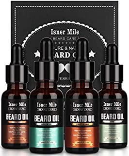 4 Pack Beard Oil Set Leave in Conditioner, Cedarwood, Sandalwood, Sage, Sweet Orange for Men Mustaches Growth, Soften, Moisturizing, Strength, Stocking Stuffers Gifts for Him Man Dad Father Boyfriend