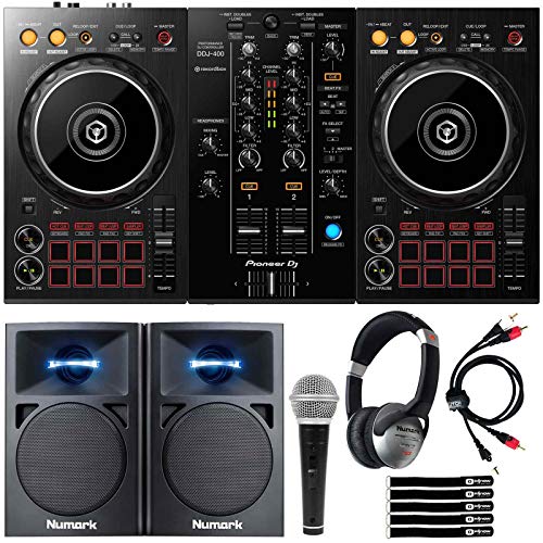 Pioneer DDJ-400 Rekordbox DJ Controller+Monitors + Headphones DJ Starter Package