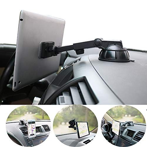 Car Phone Tablet Holder Magnetic,PLDHPRO Dashboard Dash Windshield Mount 360° Rotating Super Strong Magnet TPU Suction Washable Strong Sticky Gel for iPhone iPad Size 4
