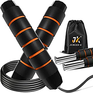 Jump Rope,Jump Ropes for Fitness,Weighted Jump Rope Workout for Exercise,Tangle-Free Rapid Speed Skipping Rope with Ball Bearings,Adjustable Jumping Rope Gifts for Teenage Boys Girls (Orange)