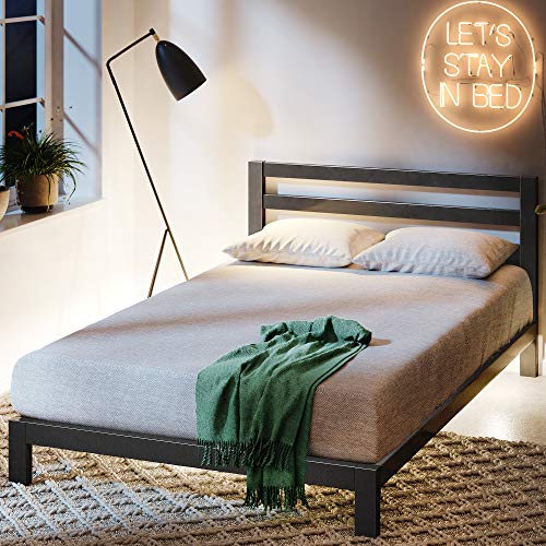 Zinus Arnav Modern Studio 10 Inch Platform 2000H Metal Bed Frame with Wooden Slat Support, Full,AZ-ASMPH-20F,Black