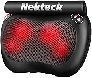 Nekteck Shiatsu Back and Neck Massager with Heat, Electric Deep Tissue Kneading Massage Pillow for Shoulders, Back, Calf, Feet, Relaxation Gifts for Men/Women/Dad/Mom, Use at Home, Office and Car