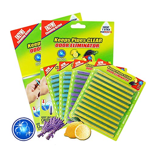 48PCS Drain Cleaner Sticks Sink Deodorizer Clog Remover Organic Enzyme Drain Cleaner Septic Tank Safe Prevent Expensive Sewage Backups for Kitchen Bathroom Toilet Showers