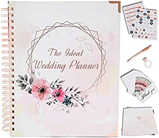 Wedding Planner Book and Organizer For The Bride - Rose Gold Kit - Engagement Gift for Couples - Bride To Be Gifts for Her - Future Mrs Wedding Planning Book with Hard Cover, Pockets & Online Support