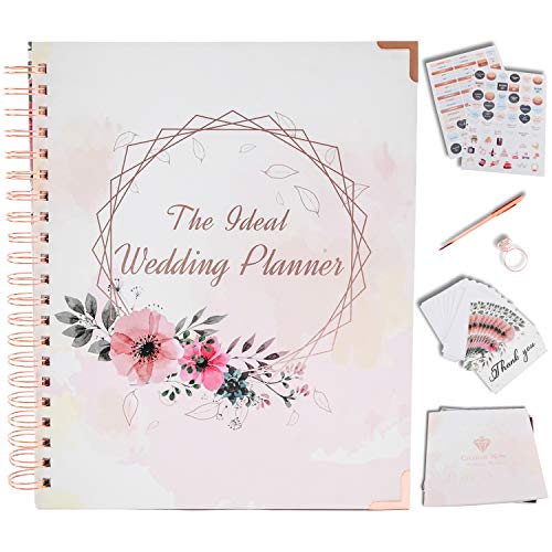 Wedding Planner Book and Organizer For The Bride - Rose Gold Kit - Engagement Gift for Couples - Bride To Be Gifts for Her - Future Mrs Wedding Planning Book with Hard Cover, Pockets & Online Support