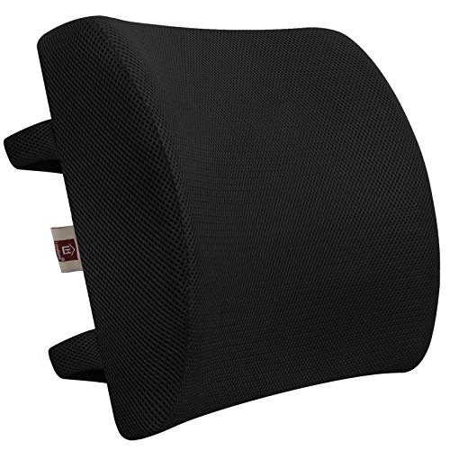 LOVEHOME Lumbar Support Pillow for Chair and Car, Memory Foam Back Cushion for Back Pain Relief - Ideal Back Support for Office Chair, Computer, Carseat, Gaming Chair, Recliner (Black)