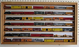 N/Z Scale Model Train Display Case Wall Shadow Box Cabinet (Oak Finish)