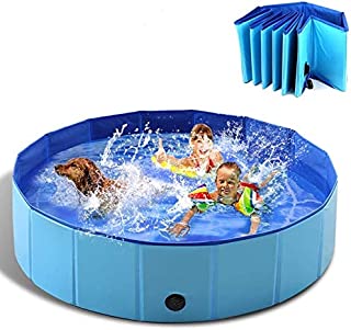 WEIMIN Foldable Pet Dog Cats Paddling Bath Pool, Pet Swimming Pool Portable Outdoor Bathing Tub Pool Dogs Cats Bathing Tub Kiddie Pool (120 30cm / 47.2 11.8in)