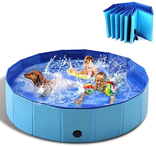 WEIMIN Foldable Pet Dog Cats Paddling Bath Pool, Pet Swimming Pool Portable Outdoor Bathing Tub Pool Dogs Cats Bathing Tub Kiddie Pool (120 30cm / 47.2 11.8in)