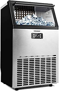 Euhomy Commercial Ice Maker Machine, 100lbs/24H Stainless Steel Under Counter ice Machine with 33lbs Ice Storage Capacity, Freestanding Ice Maker Freestanding Ice Maker Machine