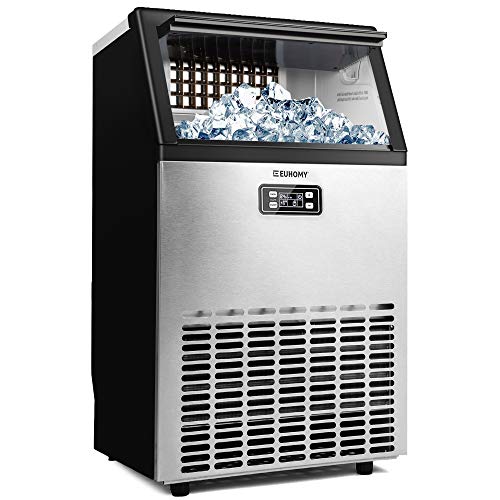 Euhomy Commercial Ice Maker Machine, 100lbs/24H Stainless Steel Under Counter ice Machine with 33lbs Ice Storage Capacity, Freestanding Ice Maker Freestanding Ice Maker Machine