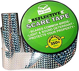 De-Bird: Scare Tape - Reflective Tape Outdoor to Keep Away Woodpecker, Pigeon, Grackles, and More. Stops Damage, Roosting, and Mess (350ft Roll)