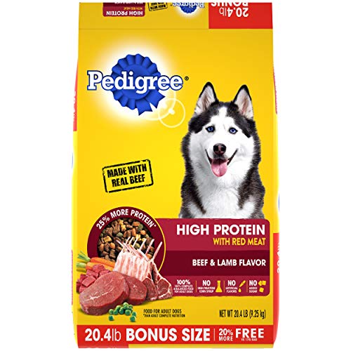 PEDIGREE High Protein Adult Dry Dog Food Beef and Lamb Flavor Dog Kibble, 20.4 lb. Bonus Bag