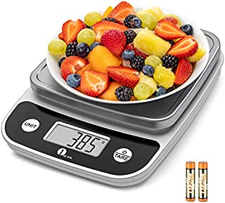 SIMPLETASTE 1byone Digital Food Kitchen Scale 11 Lb, Weight Grams and oz for Cooking Baking, 1g/0.1oz Precise, 6.1x5.5inch Chrome Plated Platform