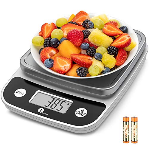 SIMPLETASTE 1byone Digital Food Kitchen Scale 11 Lb, Weight Grams and oz for Cooking Baking, 1g/0.1oz Precise, 6.1x5.5inch Chrome Plated Platform