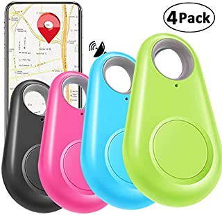 4 Pack Smart GPS Tracker Key Finder Locator Wireless Anti Lost Alarm Sensor Device for Kids Dogs Car Wallet Pets Cats Motorcycles Luggage Smart Phone Selfie Shutter APP Control Compatible iOS Android