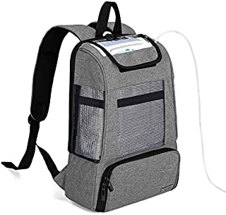 CURMIO Portable Oxygen Concentrators Backpack, Universal POC Travel Carrying Bag with Mesh Panels for Breathability, Compatible for Inogen, Oxygo, Caire Units, Perfect for on-The-go,Gray-Bag ONLY