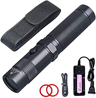 LIGHTFE UV Flashlight 365nm UV Black light UV302D with LG UV LED Source, Black Filter Lens, Max.3000mW high power for UV Glue Curing, Rocks and Mineral Glowing, Pet Urine Detector, AC Leak Detector 