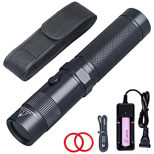 LIGHTFE UV Flashlight 365nm UV Black light UV302D with LG UV LED Source, Black Filter Lens, Max.3000mW high power for UV Glue Curing, Rocks and Mineral Glowing, Pet Urine Detector, AC Leak Detector 