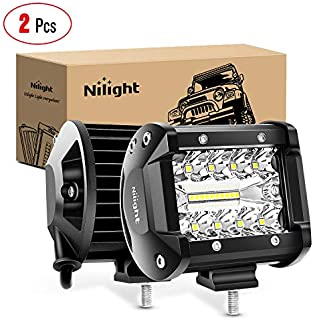 Nilight 18021F-B 2PC 4Inch Triple Row Lights 60W Flood Spot Combo 6000LM Bar Driving Boat Led Off Road Trucks, 2 Years Warranty