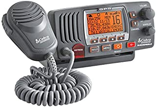 Cobra MR F77B GPS Fixed Mount VHF Marine Radio  25 Watt VHF, Built-In GPS Receiver, Submersible, LCD Display, Noise Cancelling Mic, NOAA Weather, Signal Strength Meter, Scan Channels, Black