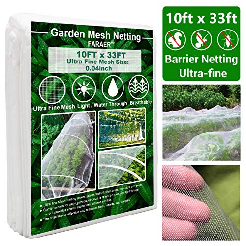 Garden Netting, Plant Covers 10x33 Ft Ultra Fine Mesh Protection Netting for Vegetable Plants Fruits Flowers Crops Greenhouse Row Cover Raised Bed Barrier Screen Birds Animals Protection Net Cover