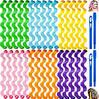 34 Pieces Hair Curlers Spiral Curls Styling Kit, No Heat Curler Natural Curl Long Hair Rollers Wave Formers Styles with 2 Pieces Styling Hooks Tools for Most Women Girls Hairstyles (12inchs)