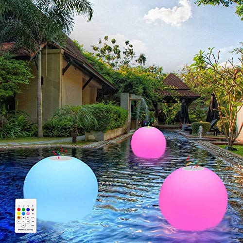 uuffoo Floating Pool Lights Waterproof Floating Bluetooth Speaker Color Changing Remote Led Ball Light Glow Pool Balls for Swimming Pool,Pond,Garden,Home Wedding Decor 9.84inch