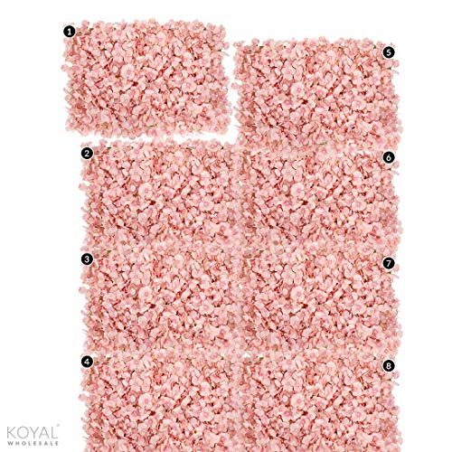 Koyal Wholesale Silk Hydrangea Flowers Wall Panels, Pink Color, Bulk of 8 Flower Mats, DIY Wall Backdrop for Wedding, Anniversary, Birthday, Graduation, Festival, Venue, Event, Bridal or Baby Shower